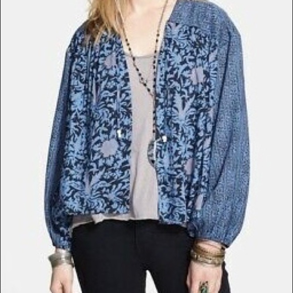 Free People Floral Boho Open Cardigan Top S